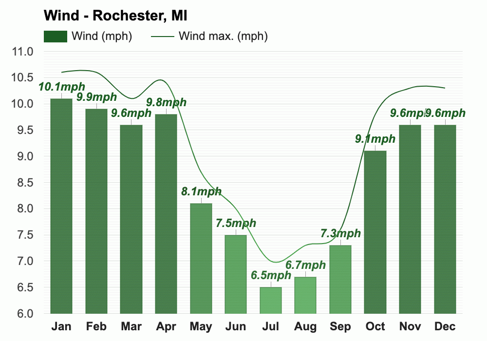 Yearly & Monthly weather Rochester, MI